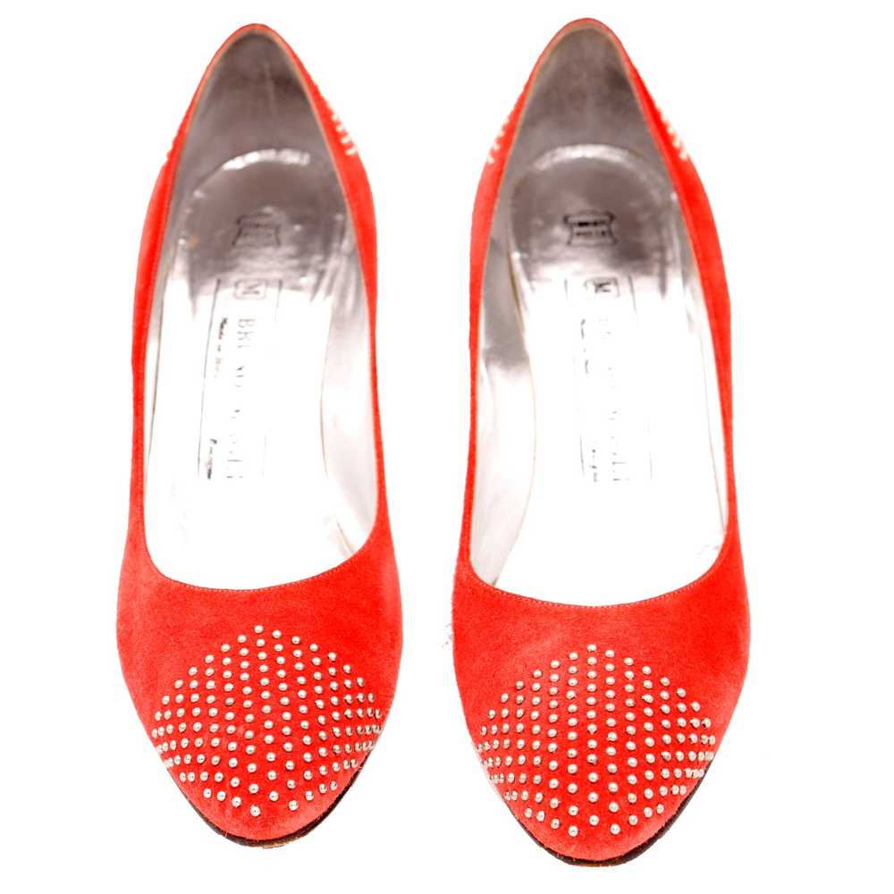 1980s Bruno Magli Vintage Shoes Red Heeled Pumps … - image 2