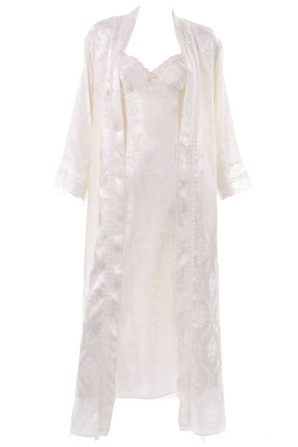 1980s Christian Dior Ivory Robe & Nightgown Set - image 1