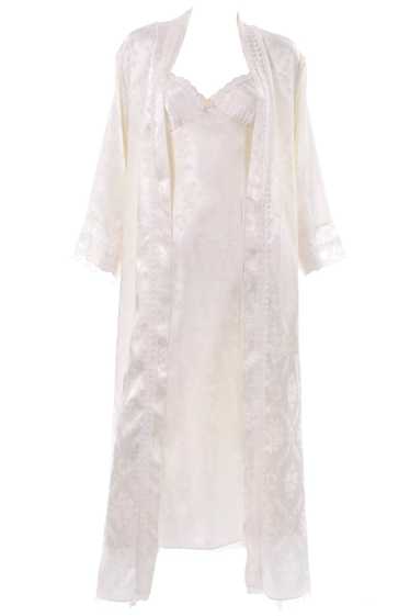 1980s Christian Dior Ivory Robe & Nightgown Set - image 1