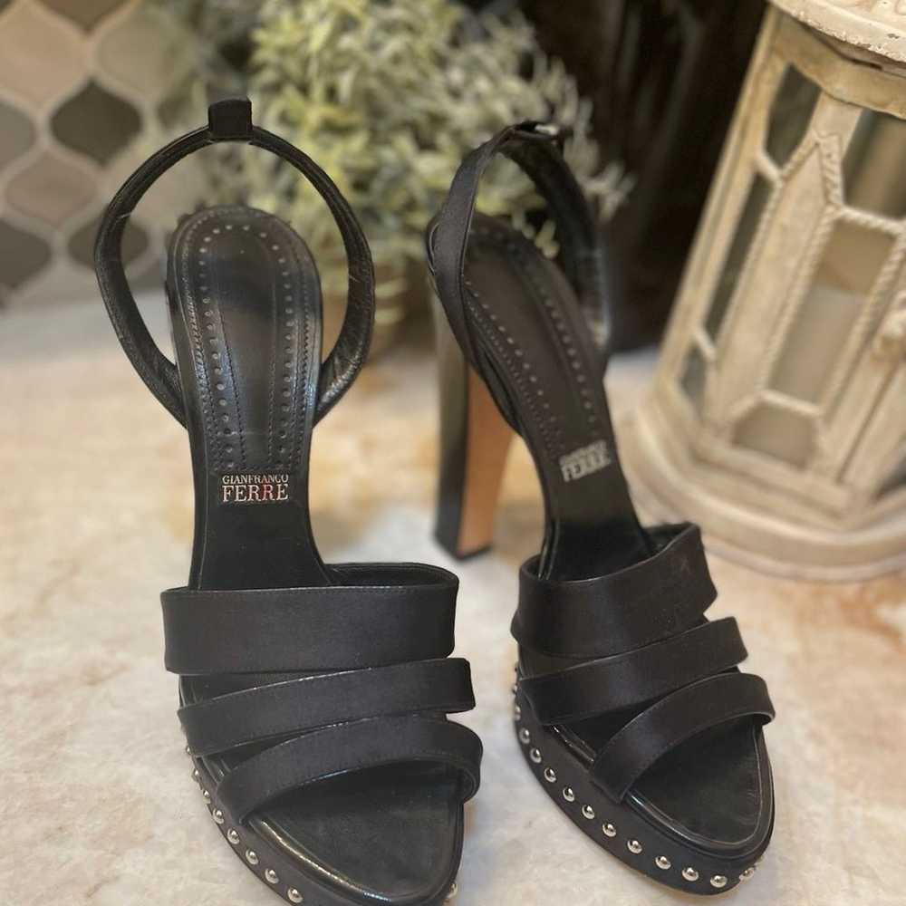 Gianfranco Ferre designer heels black with rivets… - image 2