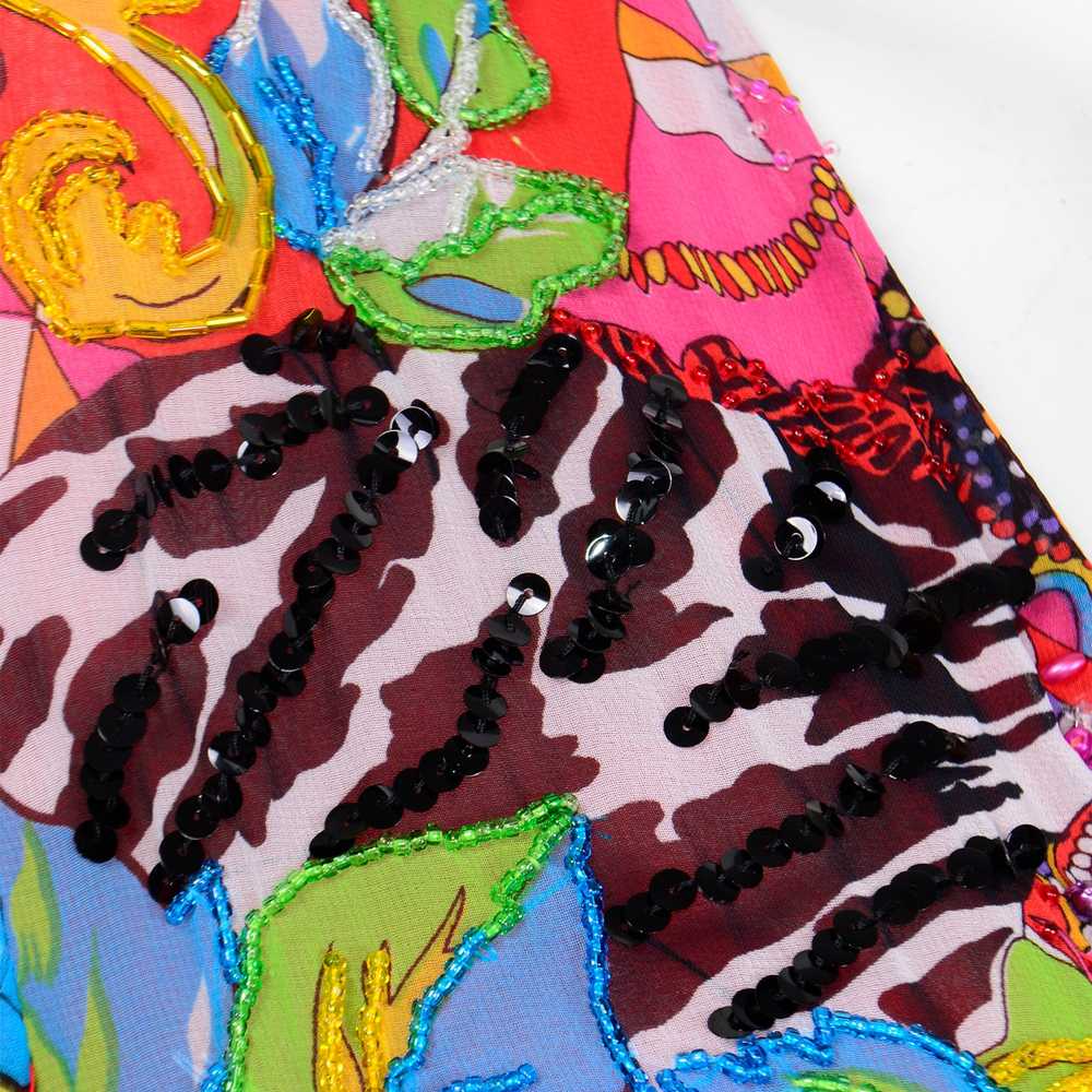 1980s Diane Freis Colorful Multi Print Beaded Seq… - image 11