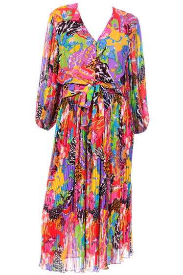 1980s Diane Freis Colorful Multi Print Beaded Seq… - image 1