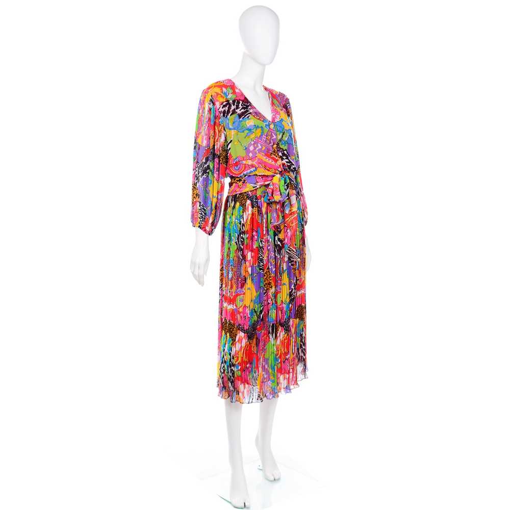 1980s Diane Freis Colorful Multi Print Beaded Seq… - image 5