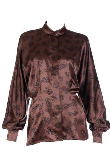 1980s Escada Margaretha Ley Brown & Black Paisley 