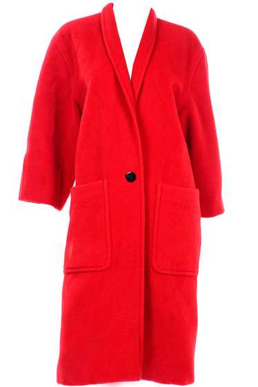 1980s Escada Vintage Red Alpaca Mohair Wool Coat W
