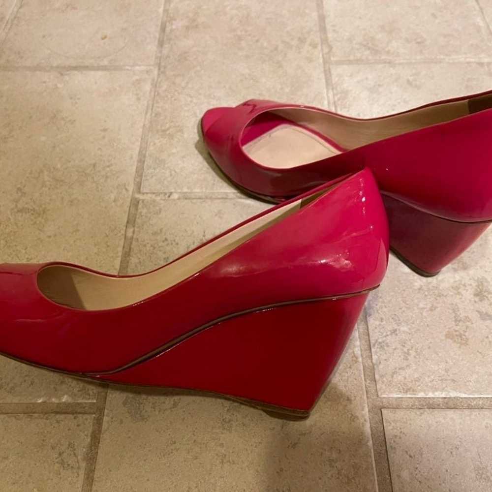 Prada Sport Pink Patent Leather Open Toe Wedges S… - image 3