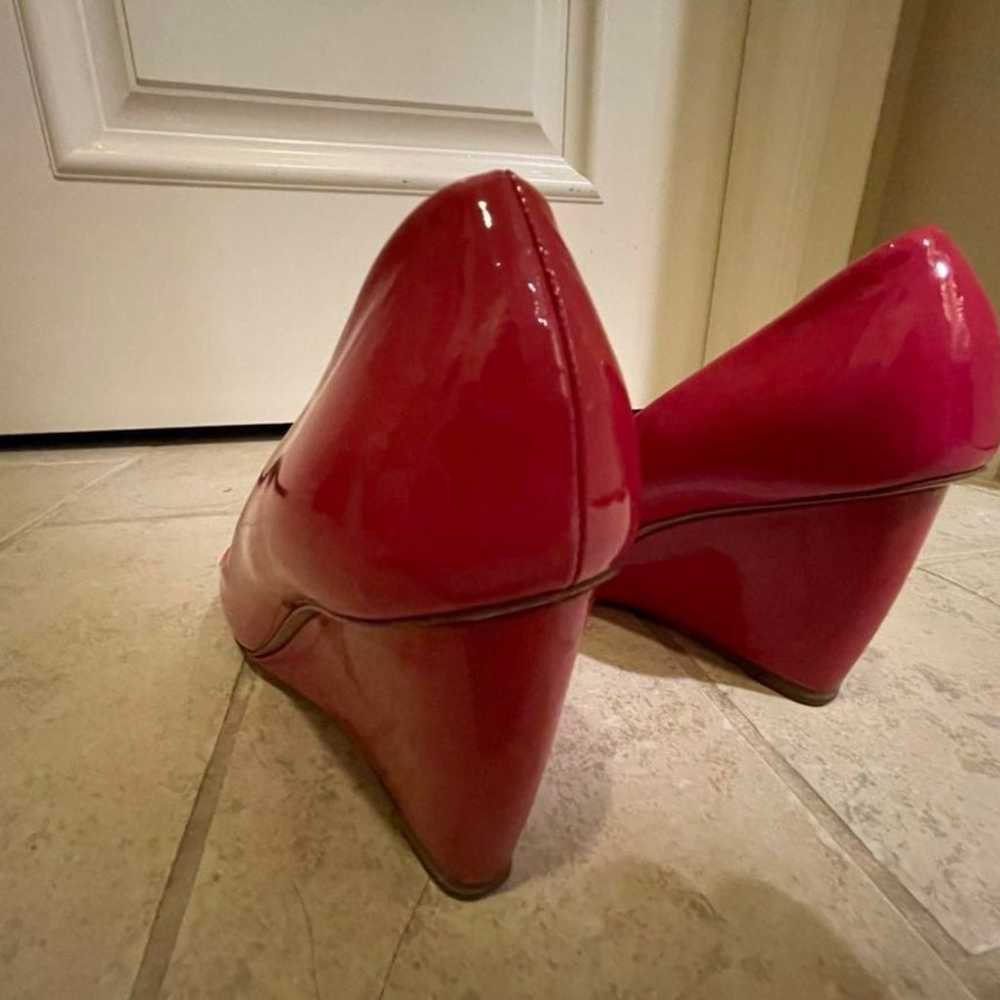 Prada Sport Pink Patent Leather Open Toe Wedges S… - image 4