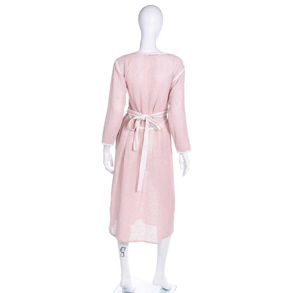 1980s Geoffrey Beene Pink Woven Wrap Dress With W… - image 4