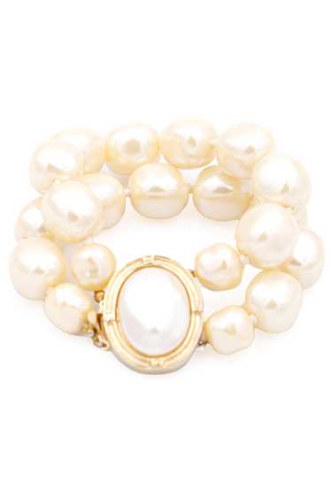 1980s Givenchy Gold Plate & Baroque Faux Pearl Dou