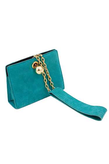 1980s Jean Claude Jitrois Green Suede Wristlet Bag