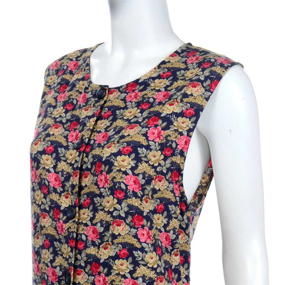 1980s Laura Ashley Floral Button Down Sleeveless … - image 4