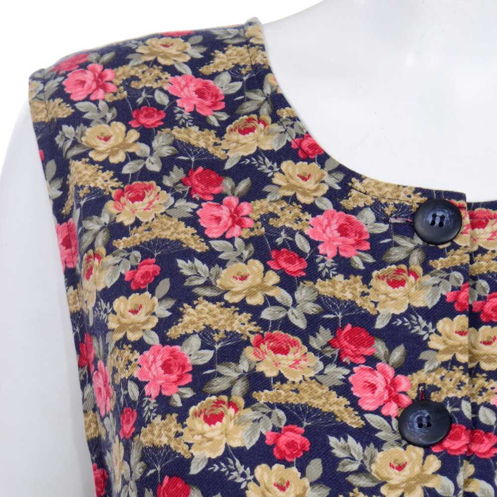 1980s Laura Ashley Floral Button Down Sleeveless … - image 5