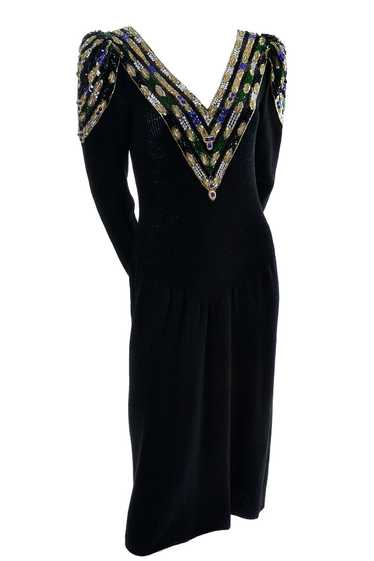 1980s Lillie Rubin Vintage Black Knit Dress Gorgeo