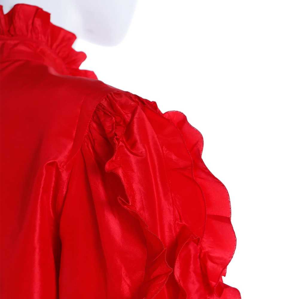 1980s Louis Feraud Paris Red Satin Ruffled Vintag… - image 8