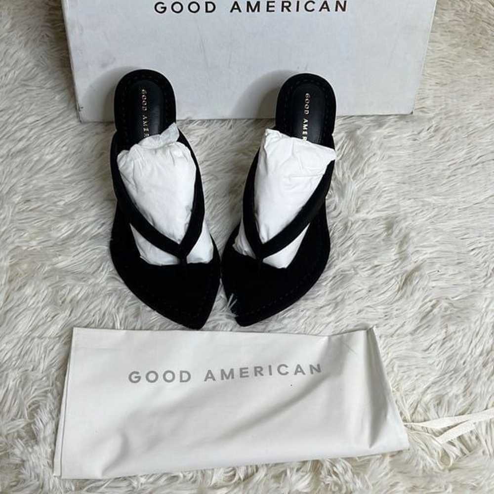Good American Black Neoprene Lucite Heel Thong Sa… - image 1