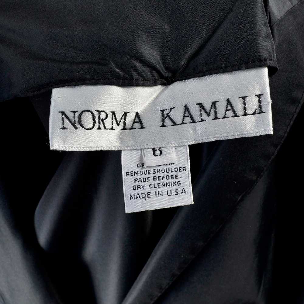 1980s Norma Kamali Black Taffeta Dress With Full … - image 10