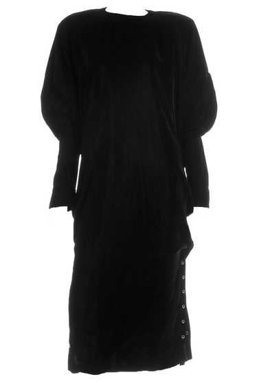 1980s Norma Kamali Black Velvet Sweatshirt Style O