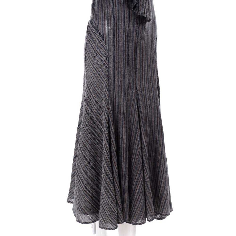 1980s Norma Kamali Gray Striped Vintage Dress w/ … - image 11
