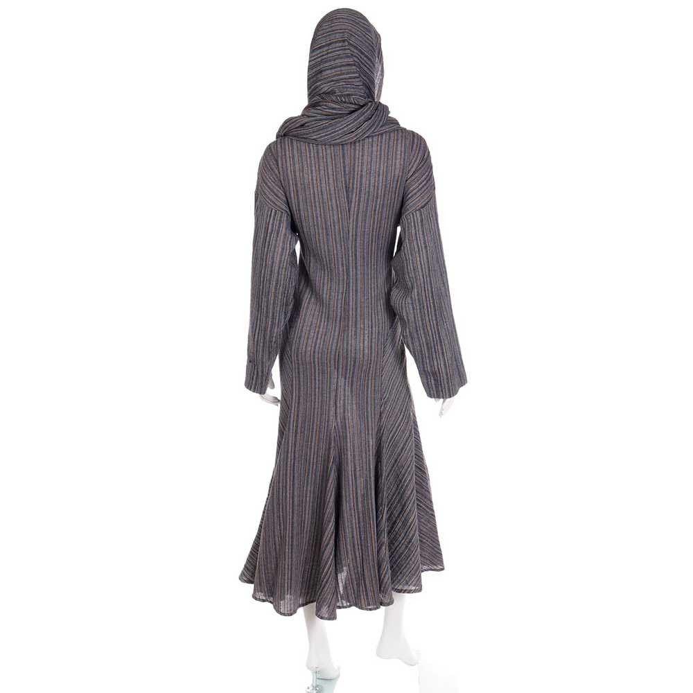 1980s Norma Kamali Gray Striped Vintage Dress w/ … - image 5