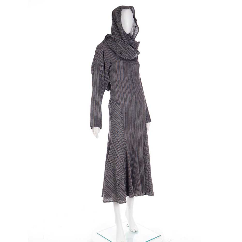 1980s Norma Kamali Gray Striped Vintage Dress w/ … - image 6