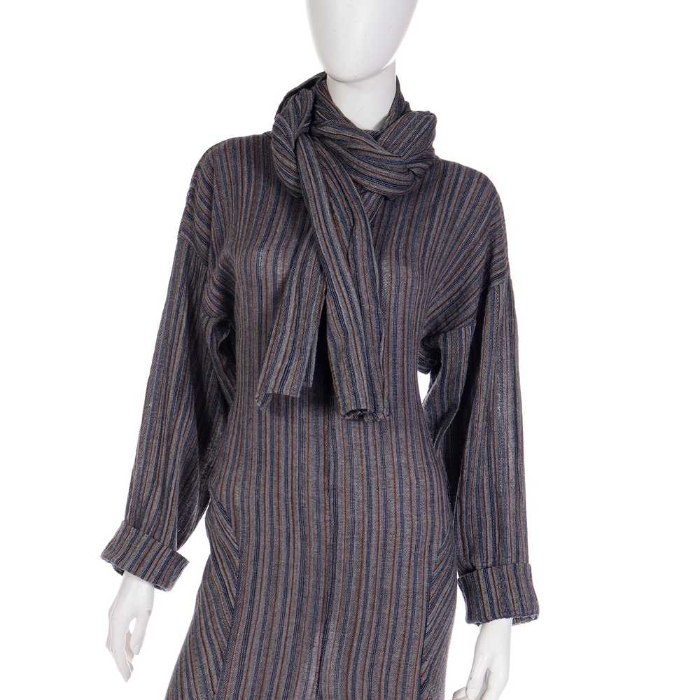 1980s Norma Kamali Gray Striped Vintage Dress w/ … - image 7