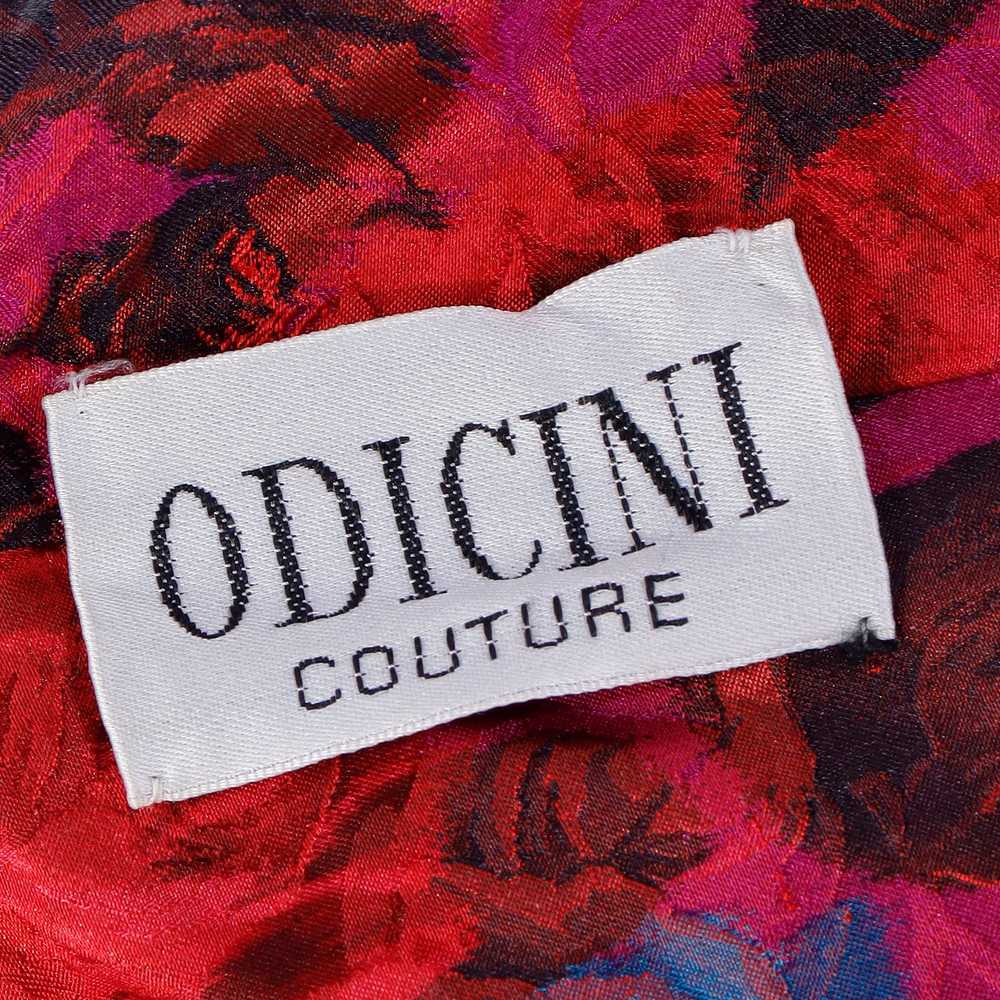 1980s Odicini Couture Red Floral Silk Strapless D… - image 10