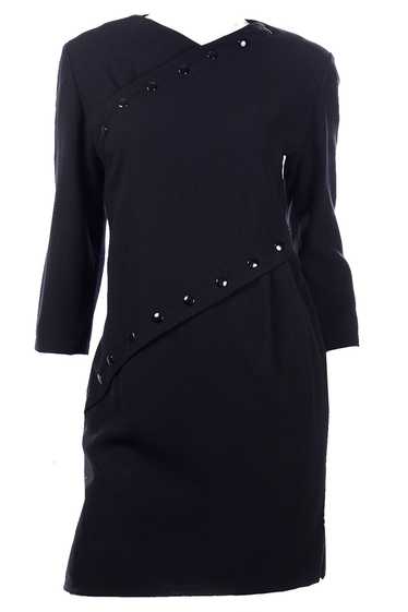 1980s Pierre Cardin Black Vintage Numbered Dress w