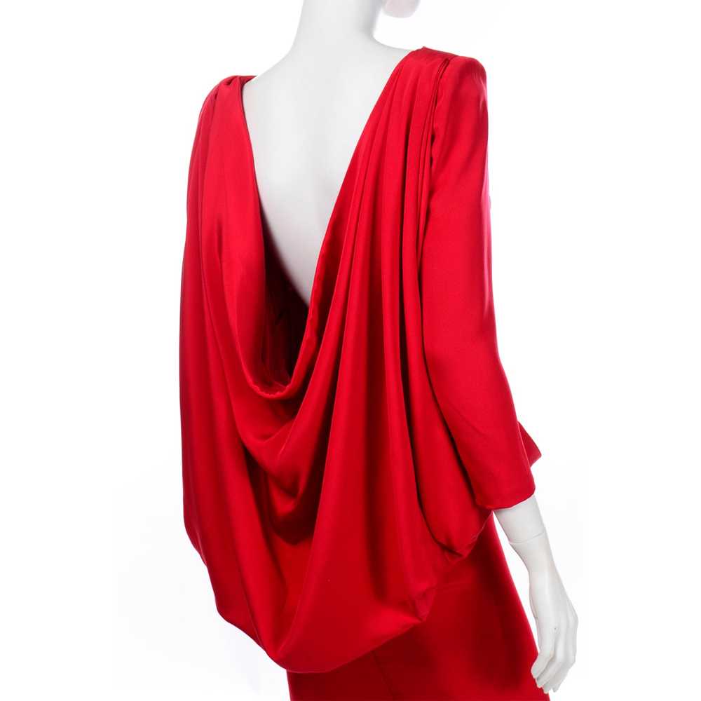 1980s Pierre Cardin Vintage Red Silk Dress With L… - image 10