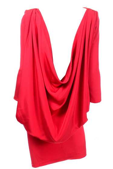 1980s Pierre Cardin Vintage Red Silk Dress With L… - image 1