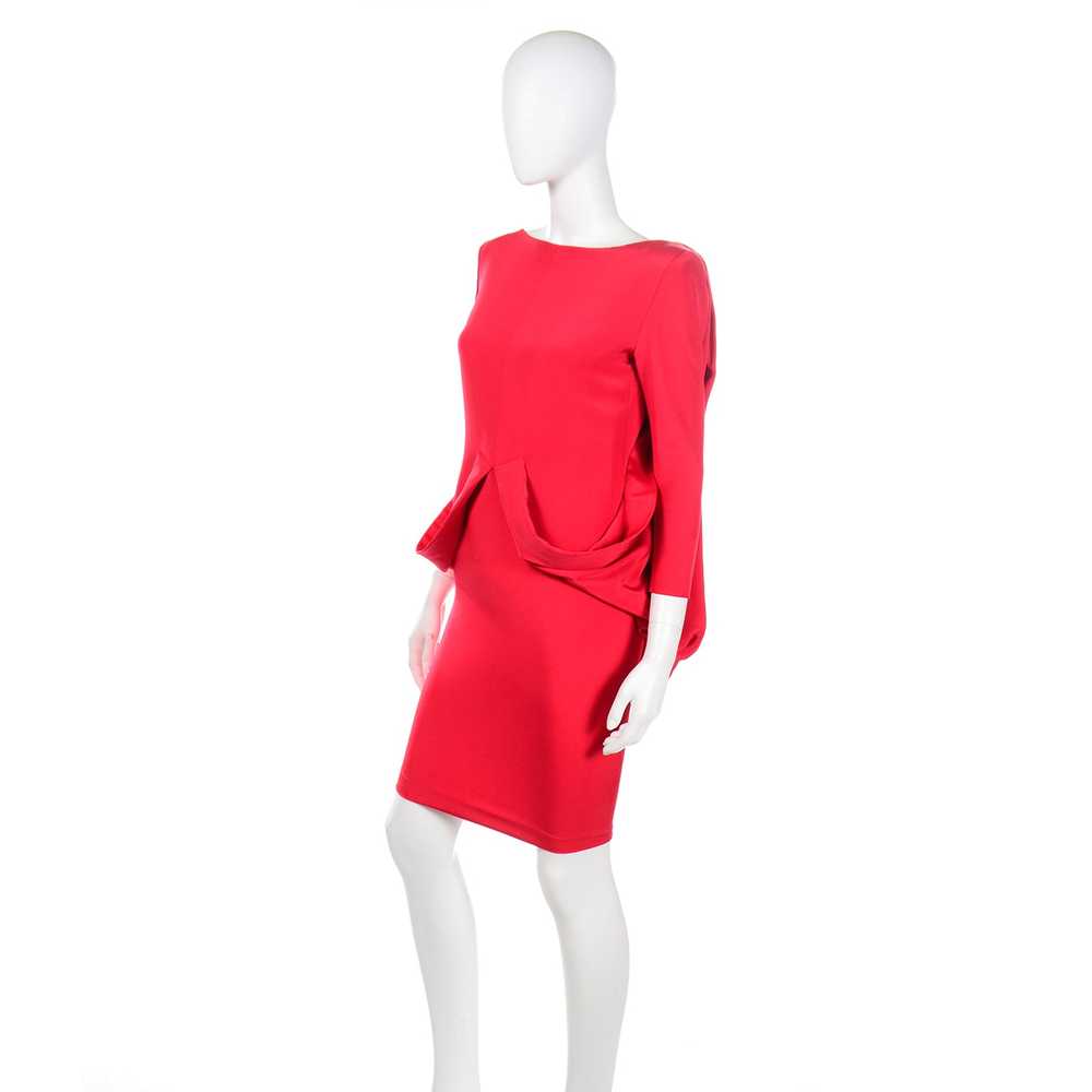 1980s Pierre Cardin Vintage Red Silk Dress With L… - image 4