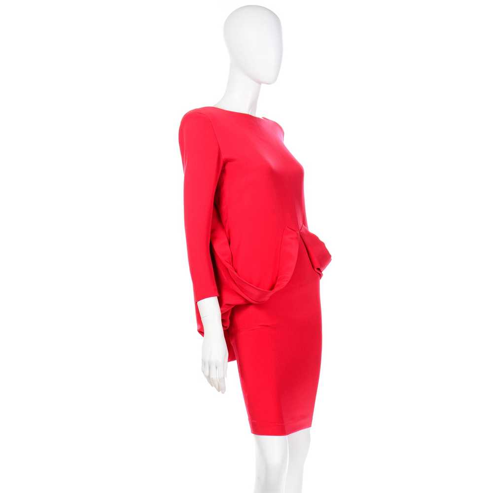 1980s Pierre Cardin Vintage Red Silk Dress With L… - image 9