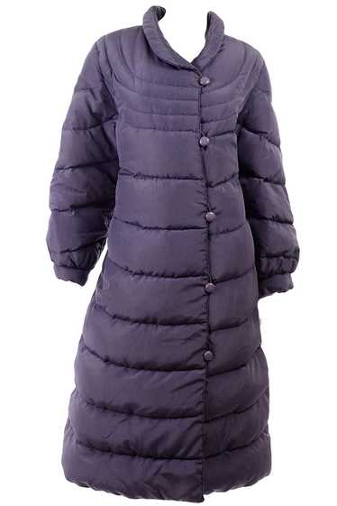 1980s Purple Quilted Bill Blass Vintage Puffer Co… - image 1