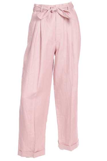 1980s Ralph Lauren Mauve Pink Linen High Waisted T