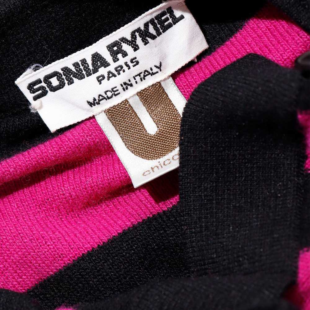 1980s Sonia Rykiel Black & Magenta Pink Striped W… - image 10
