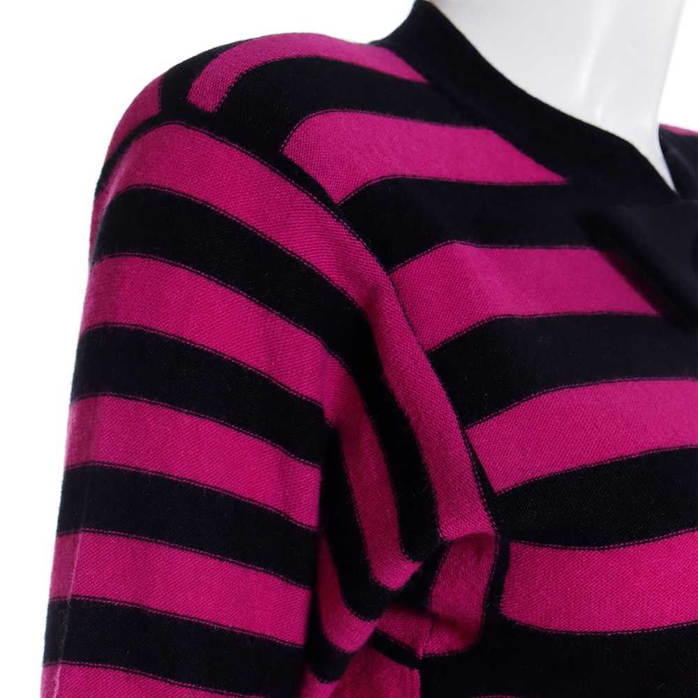 1980s Sonia Rykiel Black & Magenta Pink Striped W… - image 8