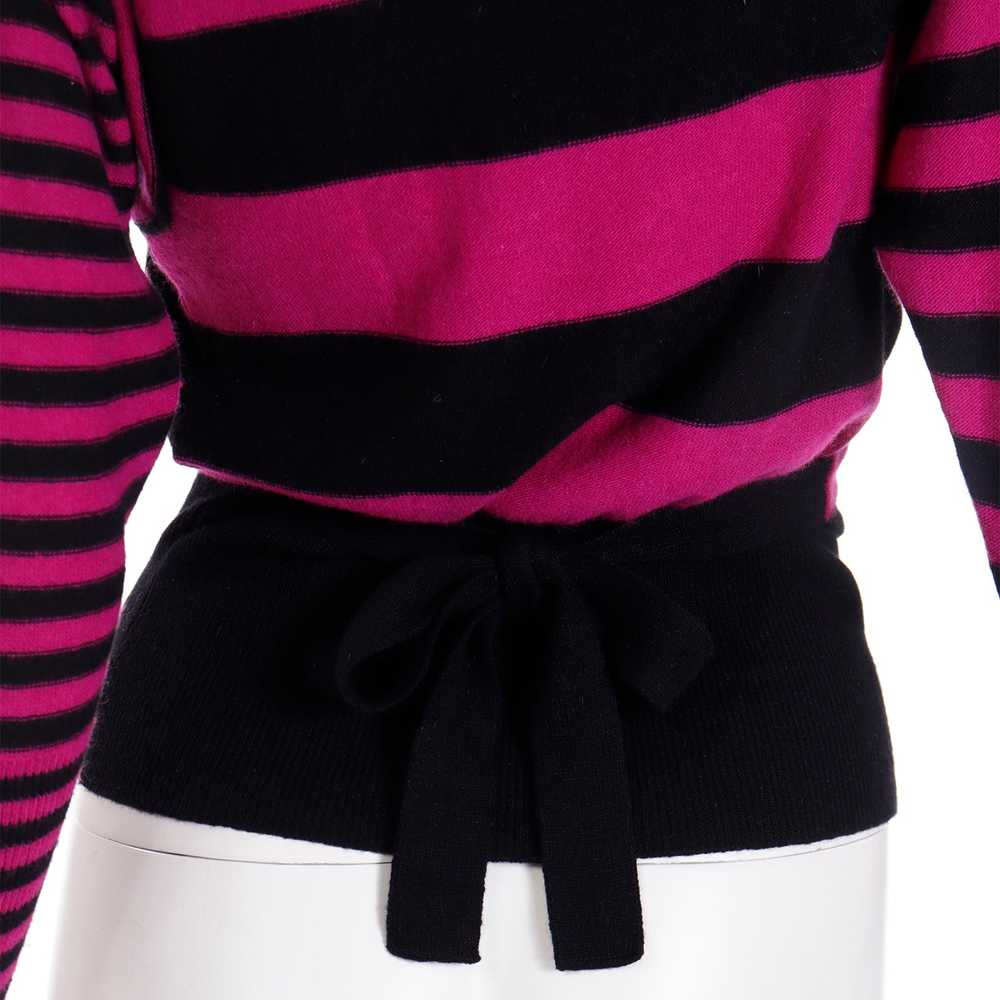 1980s Sonia Rykiel Black & Magenta Pink Striped W… - image 9