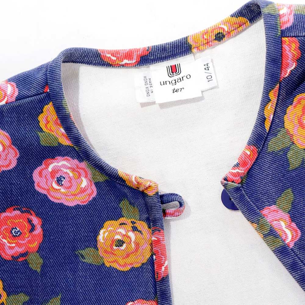 1980s Ungaro Floral Denim Jacket and Mini Skirt T… - image 10