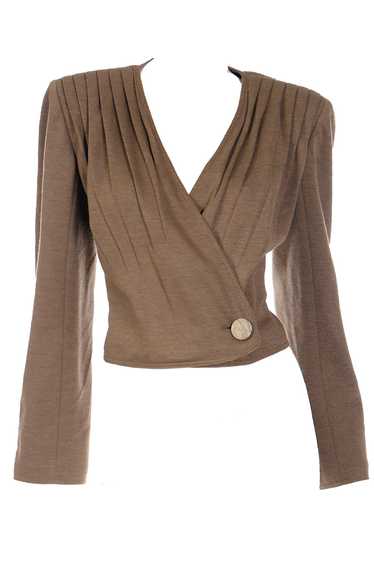 1980s Valentino Boutique Brown Cropped Wrap Style 