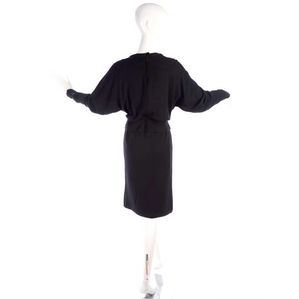 1980s Valentino Miss V Black Wool Day Dress Size 6 - image 5