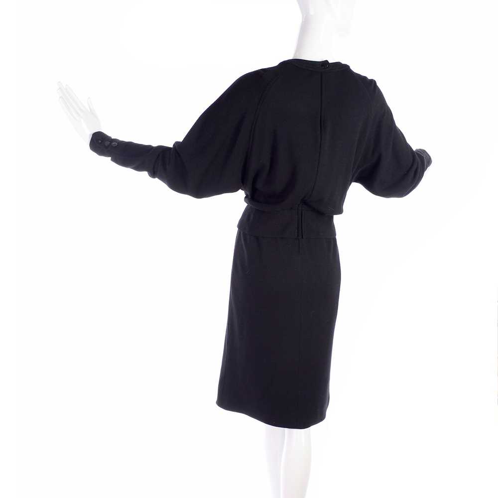 1980s Valentino Miss V Black Wool Day Dress Size 6 - image 6
