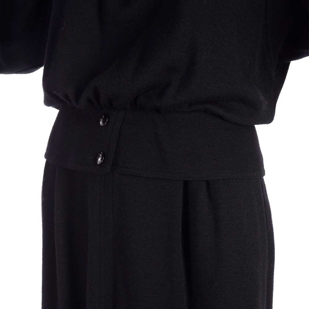 1980s Valentino Miss V Black Wool Day Dress Size 6 - image 7