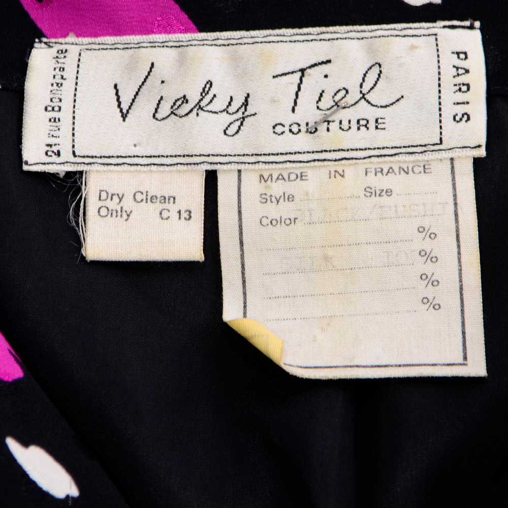1980s Vicky Tiel Couture Abstract Navy & Pink Flo… - image 9