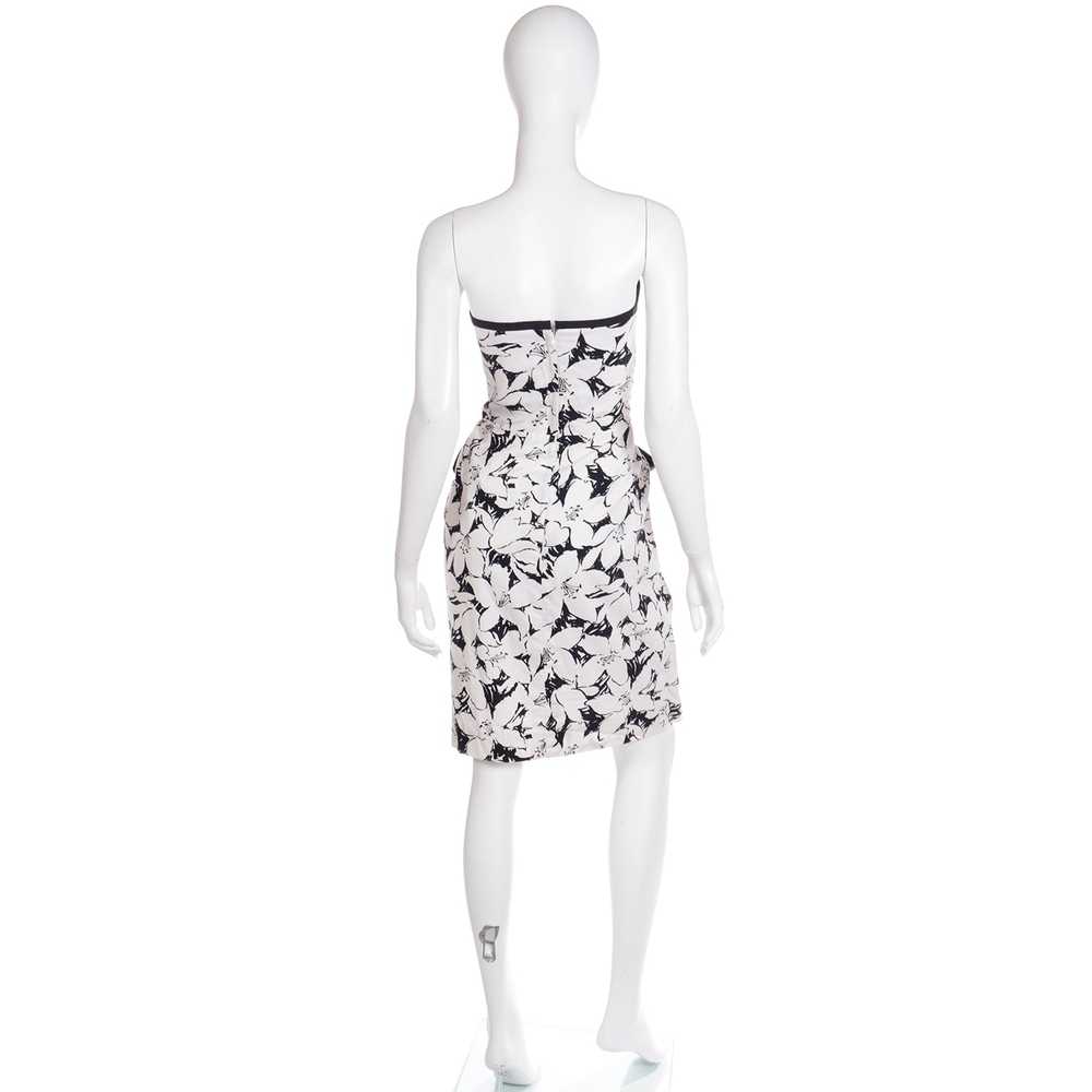 1980s Victor Costa Black & White Strapless Dress … - image 4