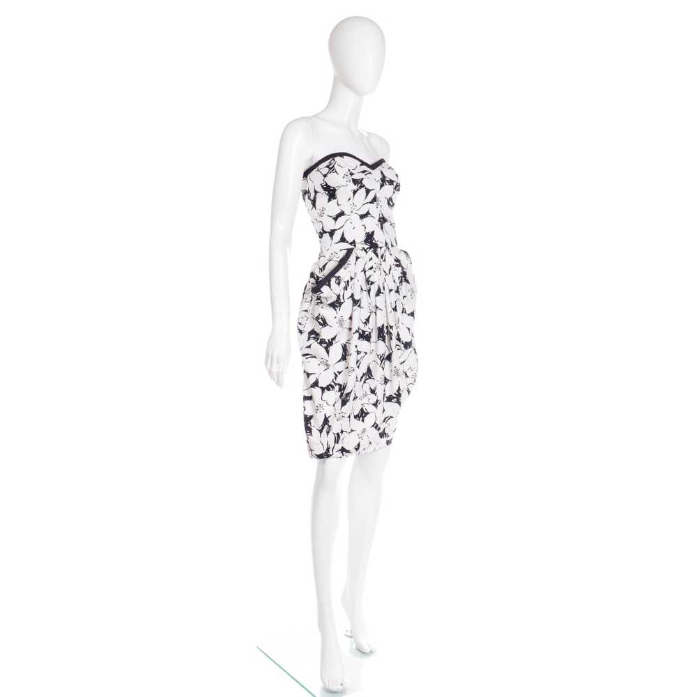 1980s Victor Costa Black & White Strapless Dress … - image 6