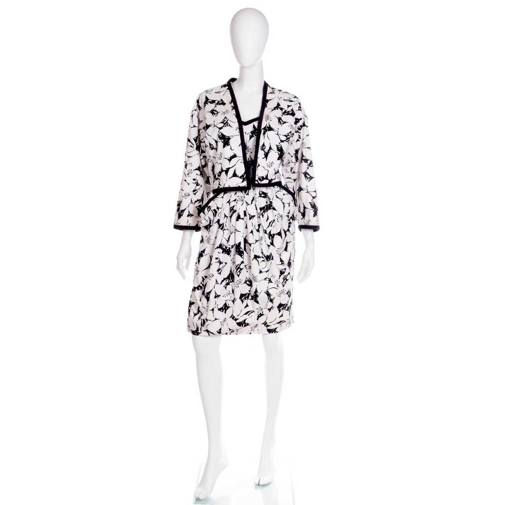 1980s Victor Costa Black & White Strapless Dress … - image 7
