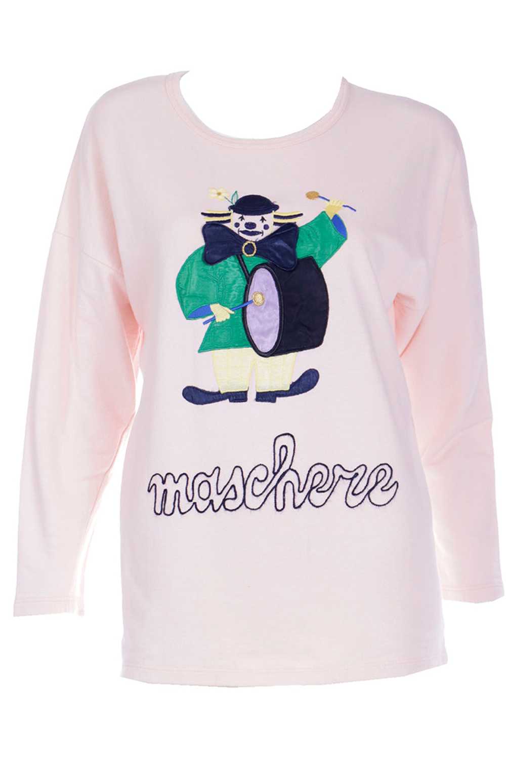 1980s Vintage French Pink Maschere Sweatshirt w D… - image 1