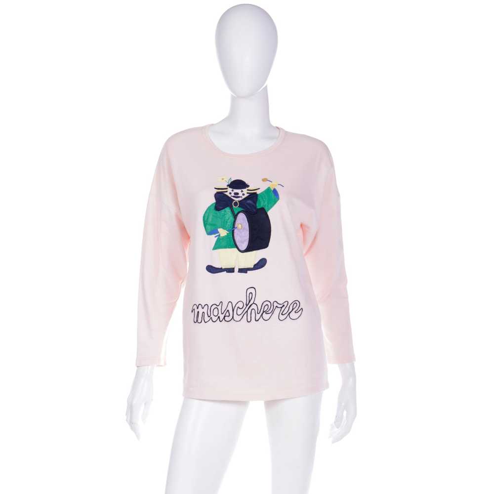 1980s Vintage French Pink Maschere Sweatshirt w D… - image 2