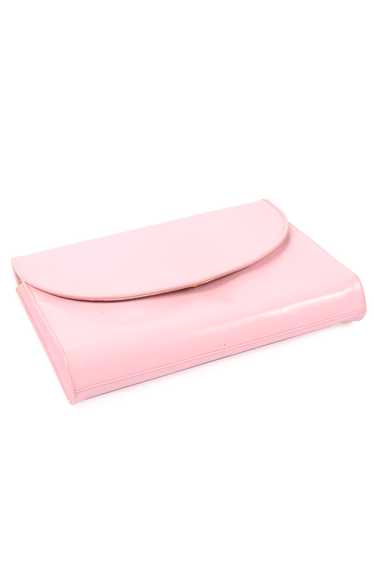 1980s Vintage Pink Leather Clutch w Removable Shou