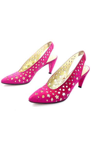 1980s Walter Steiger Fuchsia Pink Slingback Shoes 