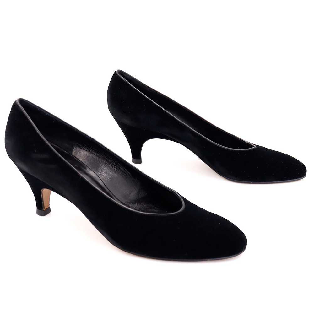 1980s YSL Vintage Black Velvet Evening Pumps Shoes - image 4